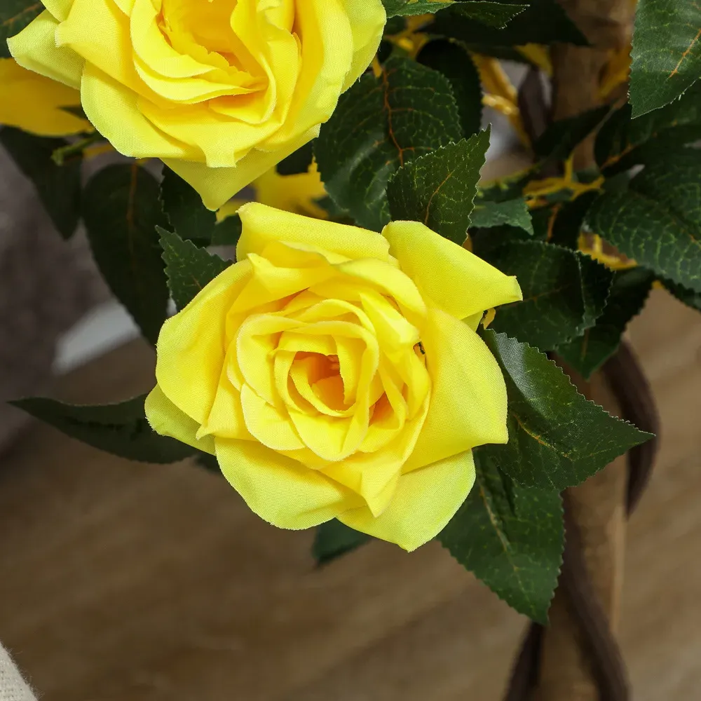 Yellow Rose Artificial Tree in Pot 90cm 2 Pack