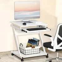 Z-Shaped Computer Desk with Storage - White