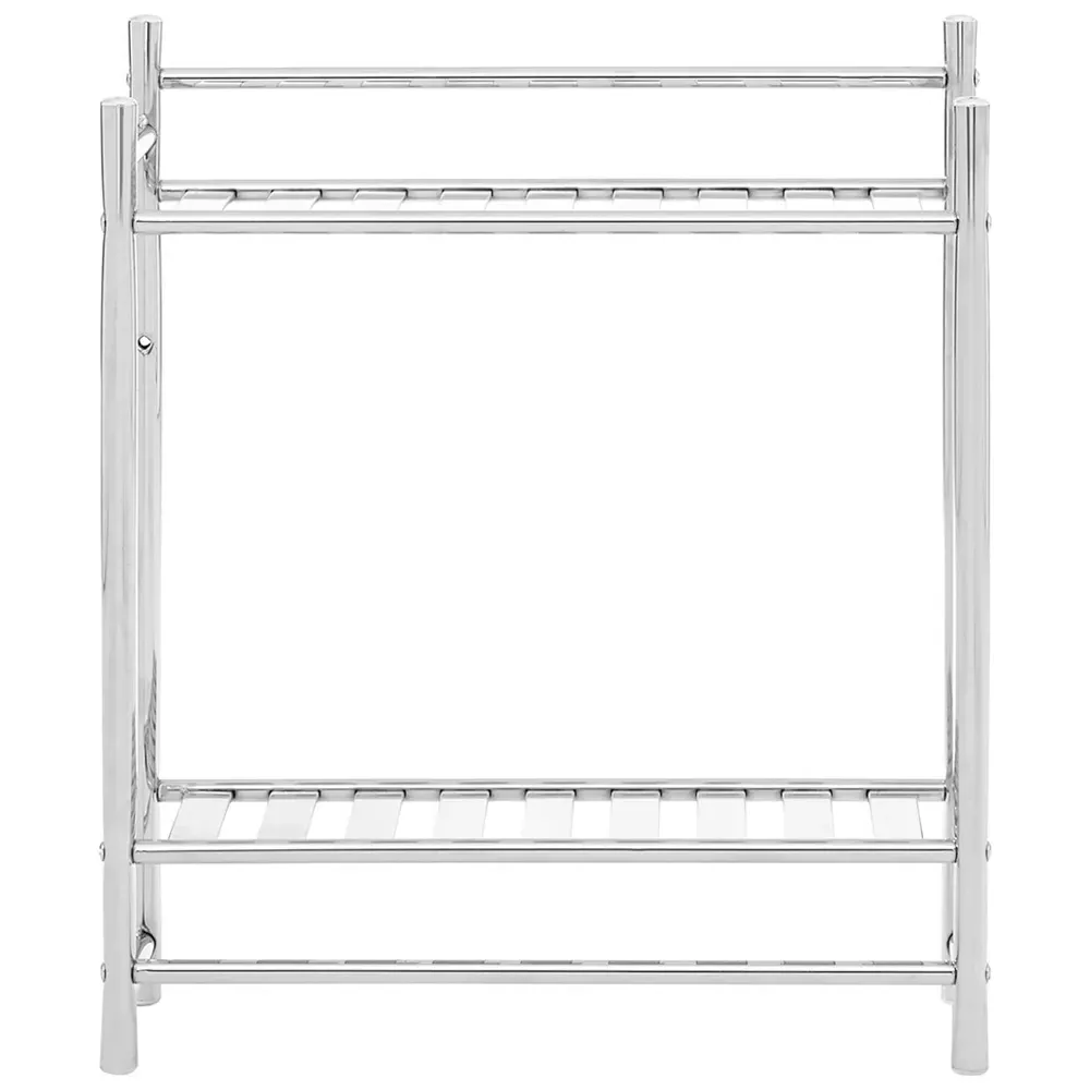 2 Tier Wall Mount Towel Shelves - Silver