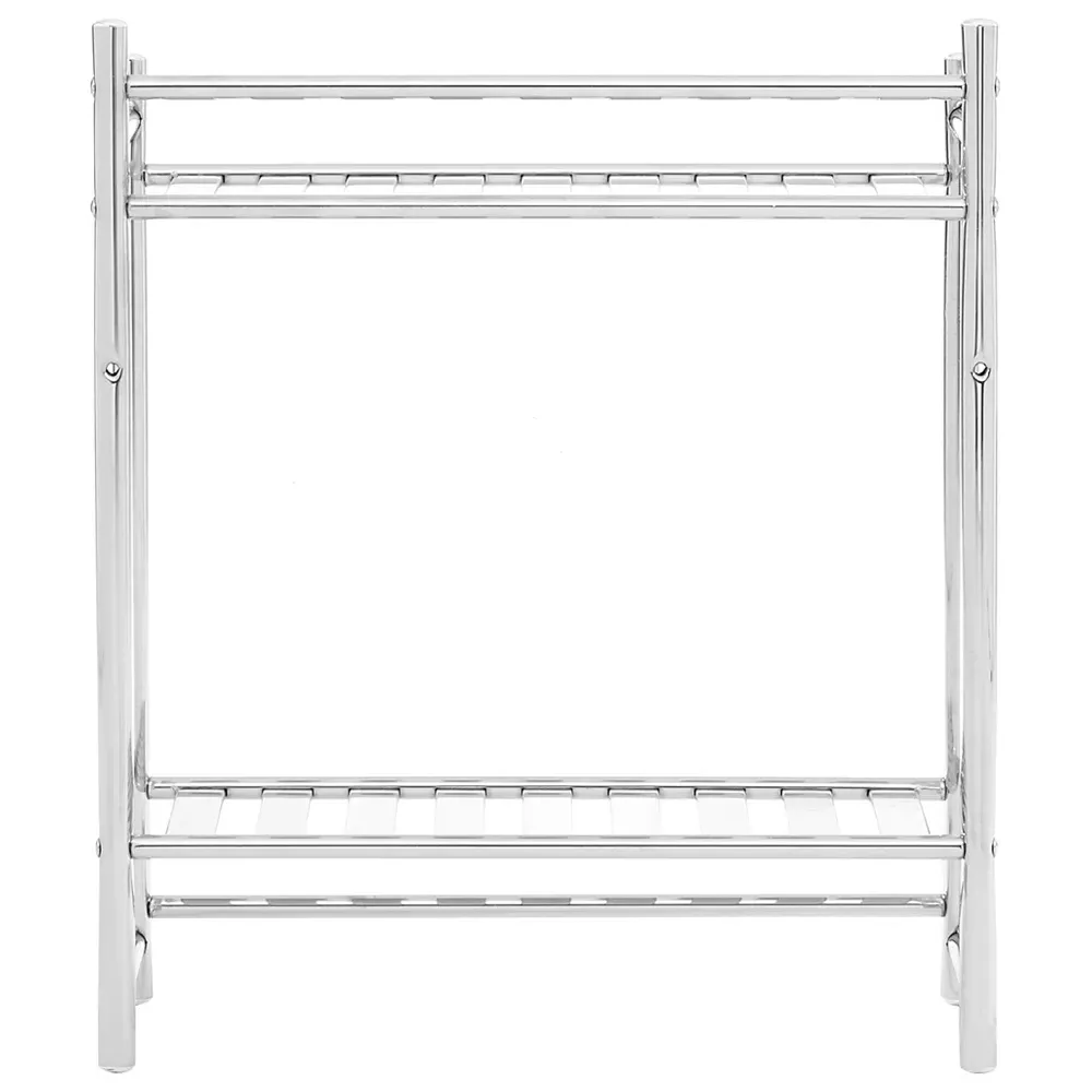 2 Tier Wall Mount Towel Shelves - Silver