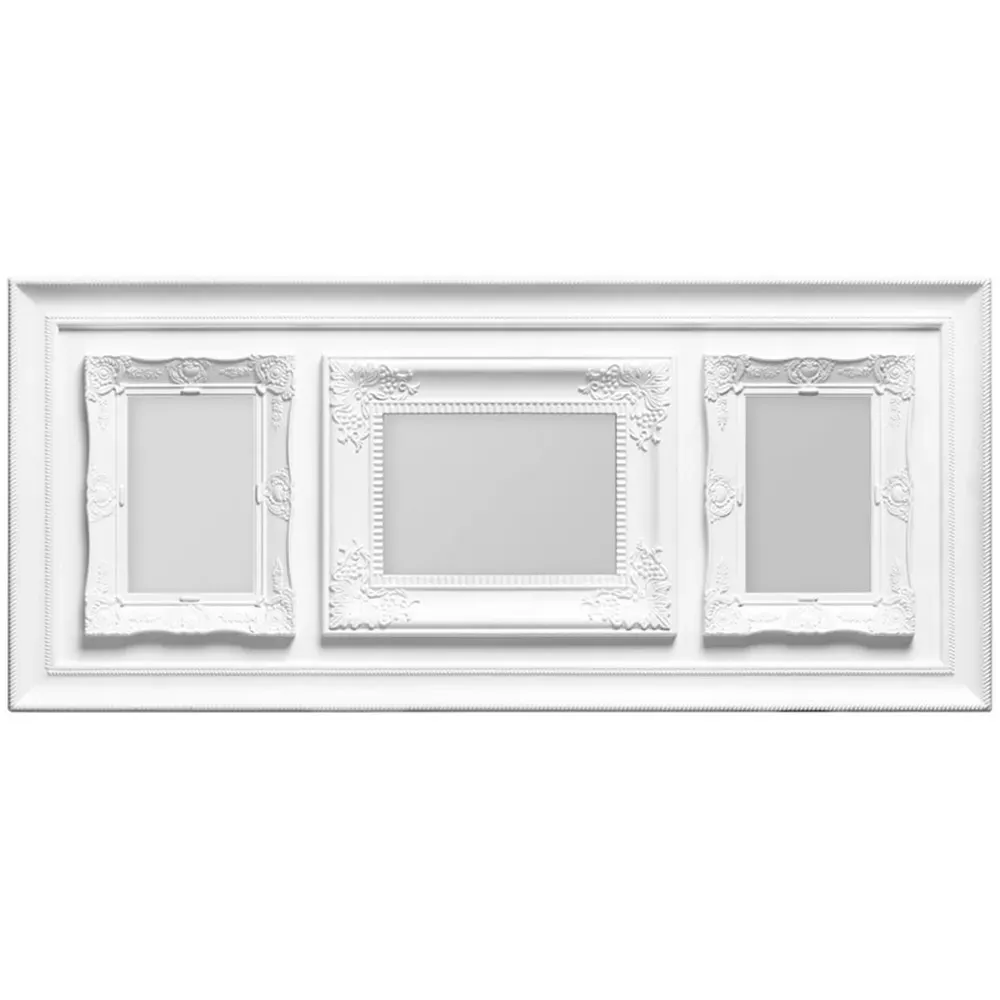 2300827 3-Photo Frame with Embossed Detail - White, Plastic