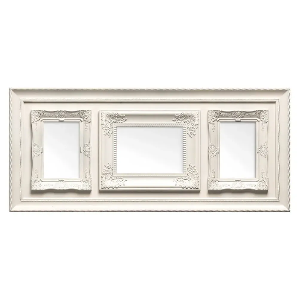 2300828 3-Photo Frame with Embossed Detail - Cream, Plastic
