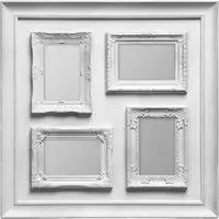 2300835 4-Photo Frame with Embossed Detail - Silver, Plastic