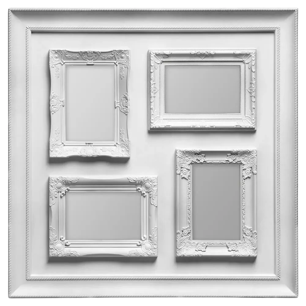 2300835 4-Photo Frame with Embossed Detail - Silver, Plastic