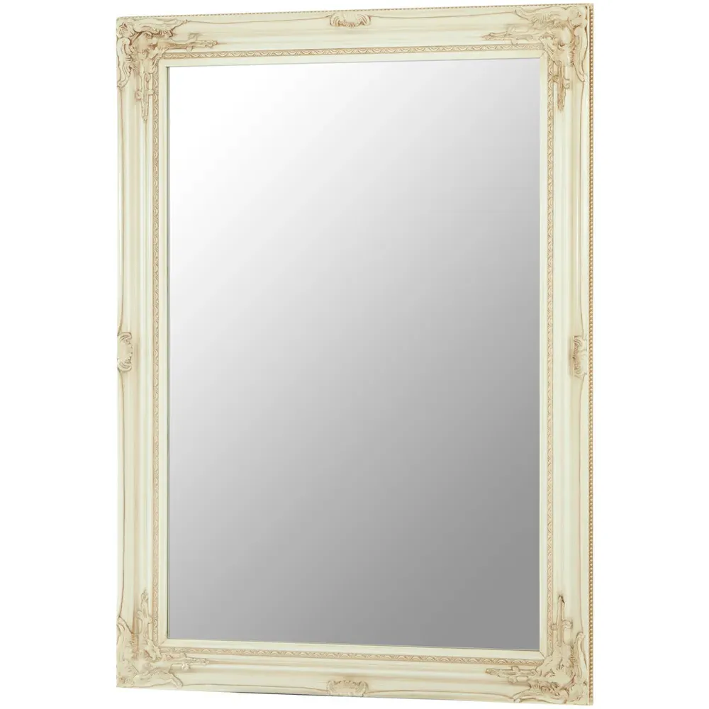 Andrey Wall Mirror with Beaded Detail - Bone White