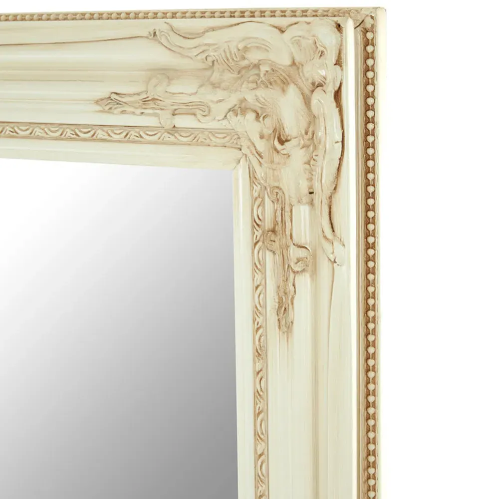 Andrey Wall Mirror with Beaded Detail - Bone White