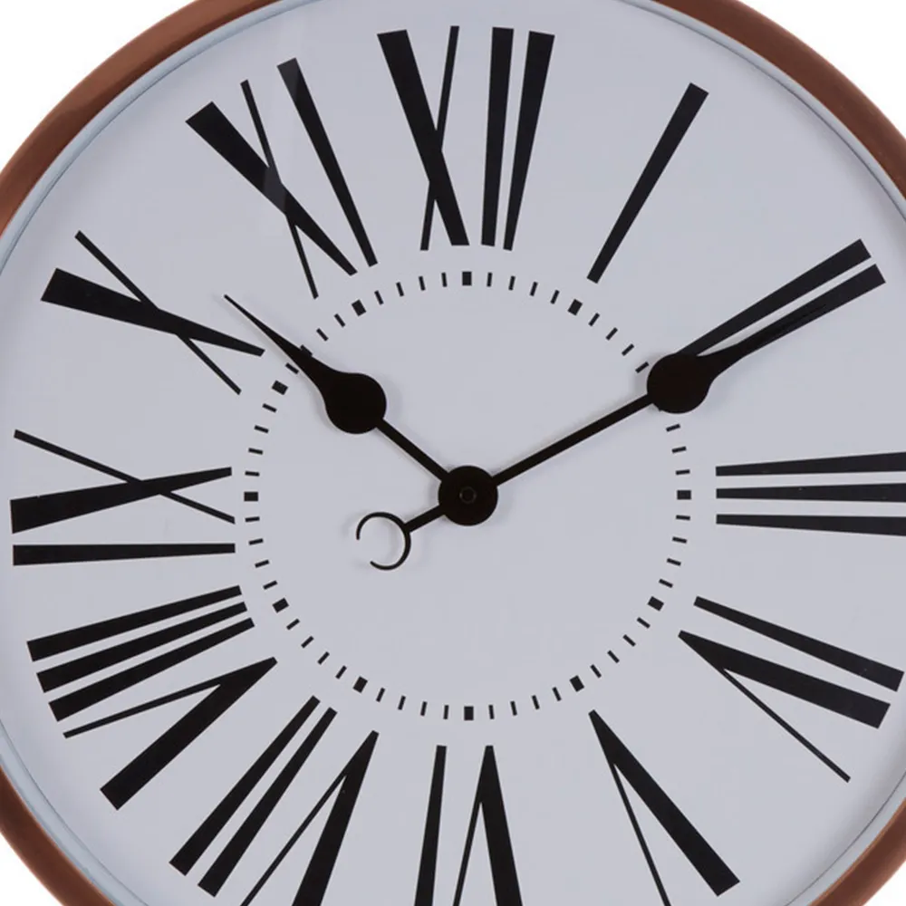 Baillie Round Wall Clock - White, Rose Gold