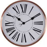 Baillie Round Wall Clock - White, Rose Gold
