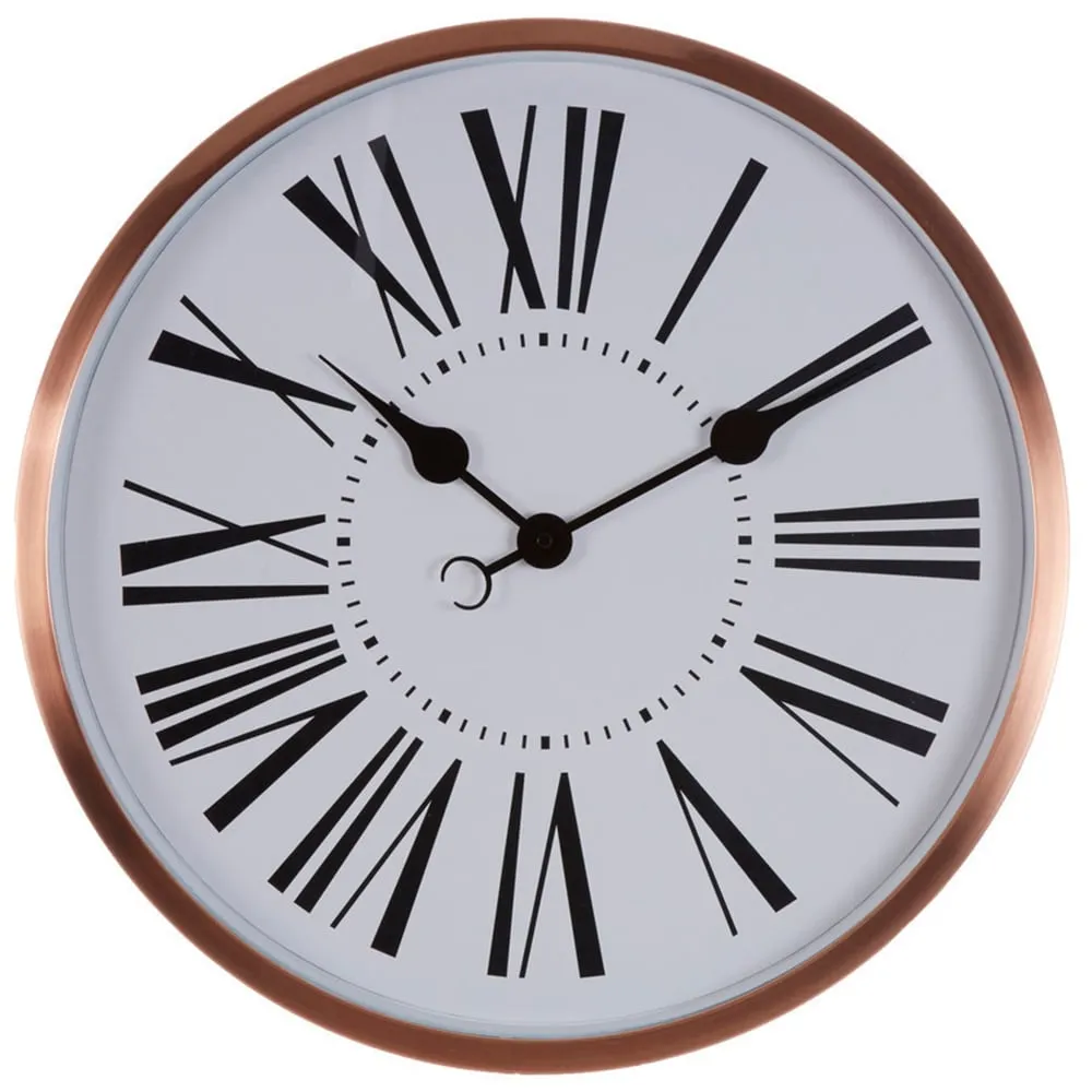 Baillie Round Wall Clock - White, Rose Gold image