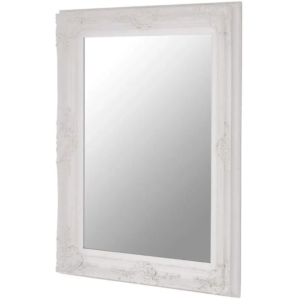 Baroque Rectangular Wall Mirror - Antique White