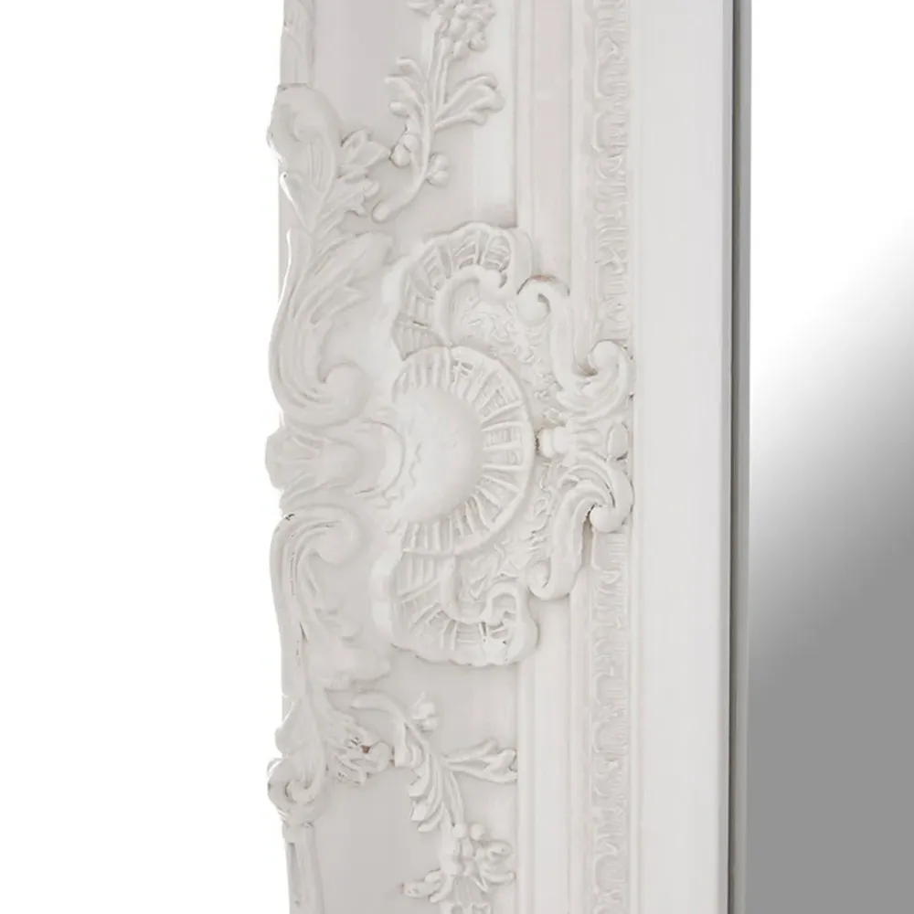 Baroque Rectangular Wall Mirror - Antique White