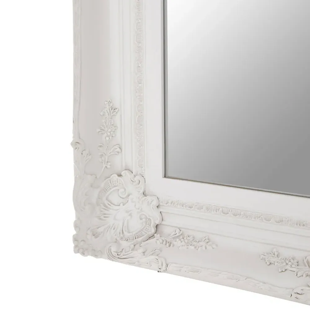 Baroque Rectangular Wall Mirror - Antique White