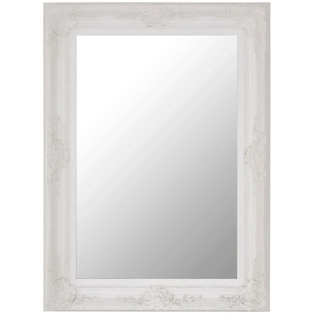 Baroque Rectangular Wall Mirror - Antique White