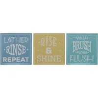 Bathroom Wall Plaques Set of 3 - Multi