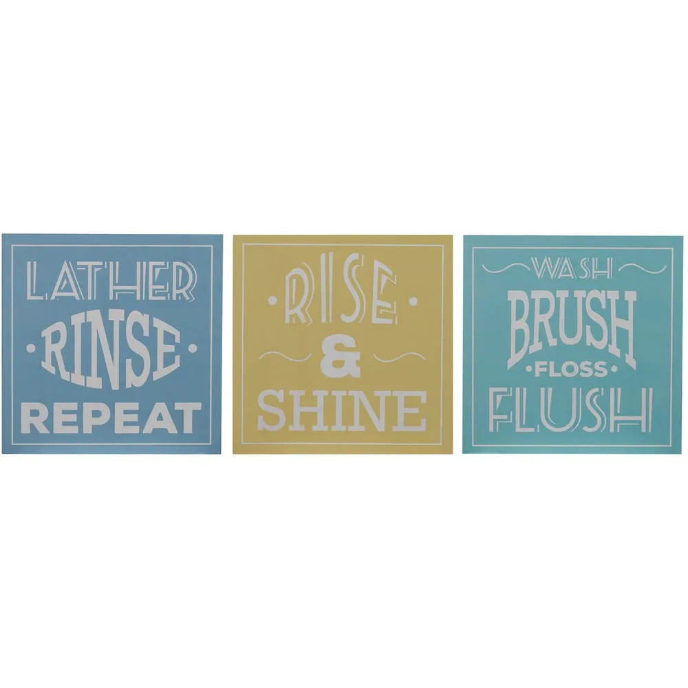 Bathroom Wall Plaques Set of 3 - Multi