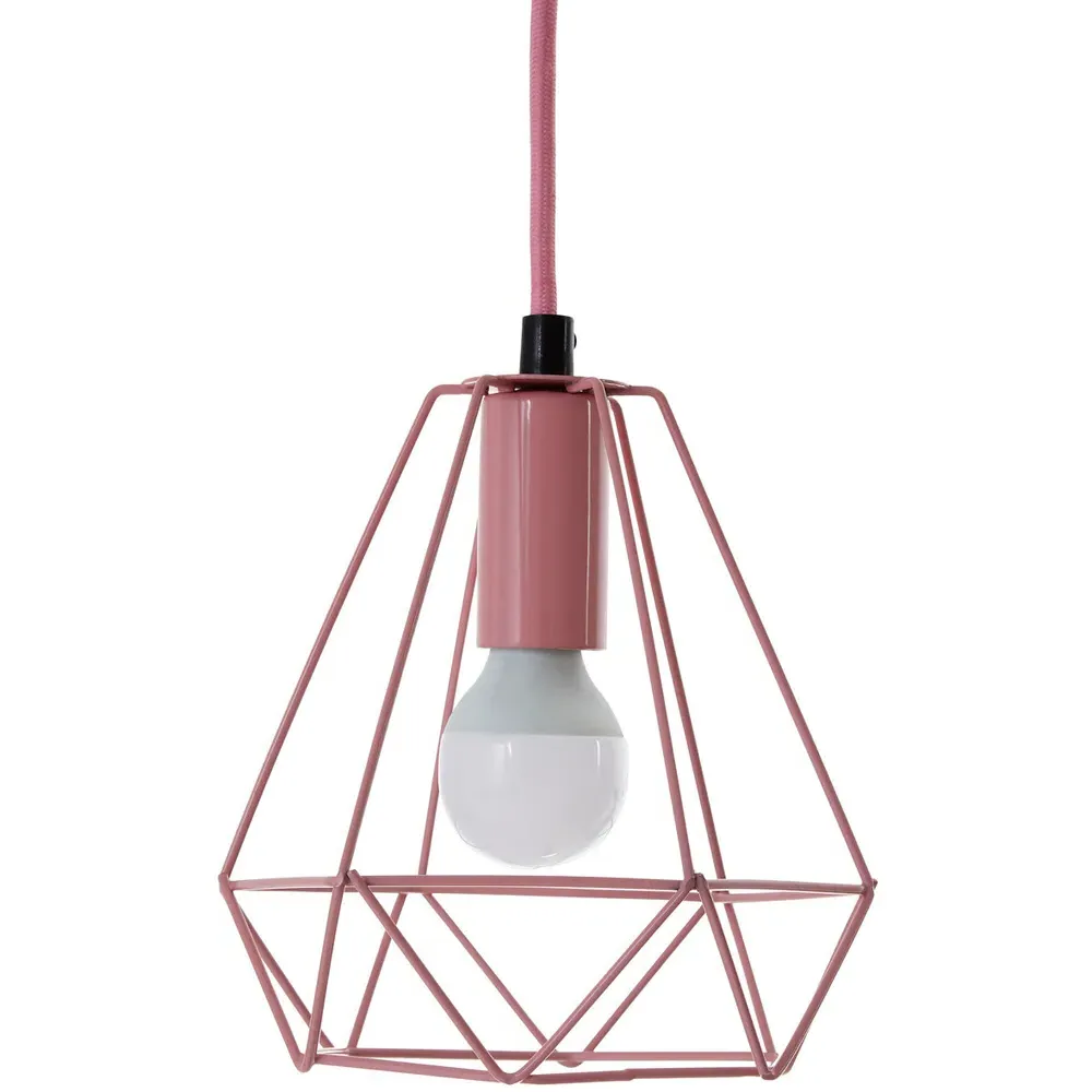 Beli Wire Cage Pendant Light - Pink, Metal