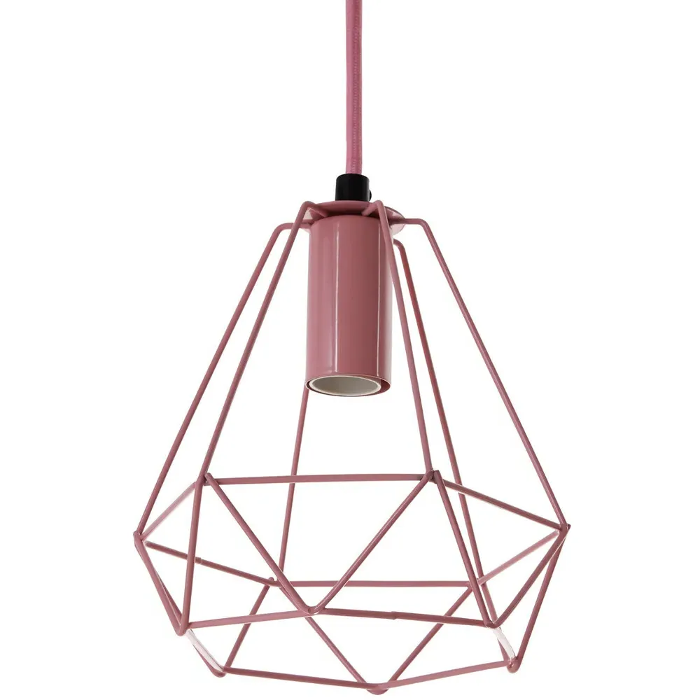 Beli Wire Cage Pendant Light - Pink, Metal
