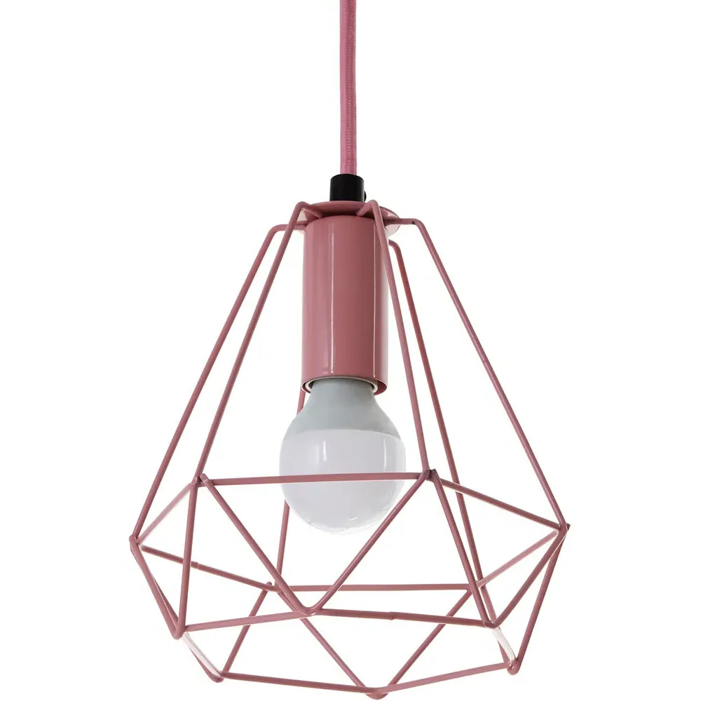 Beli Wire Cage Pendant Light - Pink, Metal