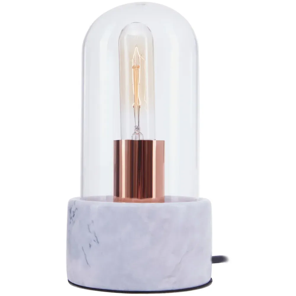 Bell Lamp with Glass Cloche - Grey, Marble