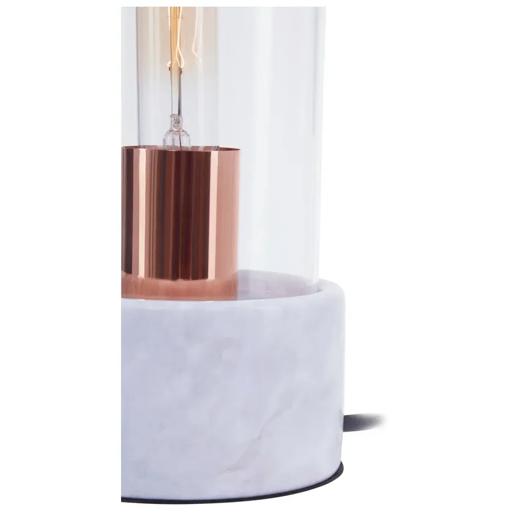 Bell Lamp with Glass Cloche - Grey, Marble