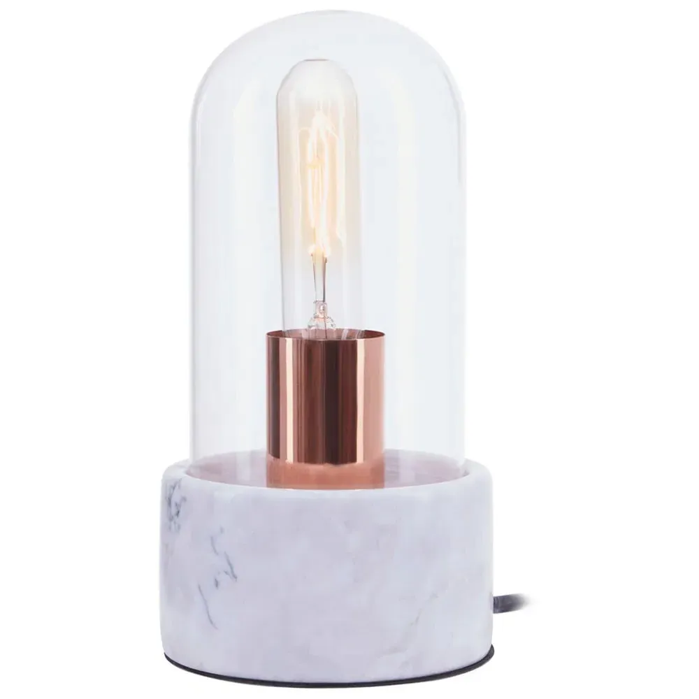 Bell Lamp with Glass Cloche - Grey, Marble