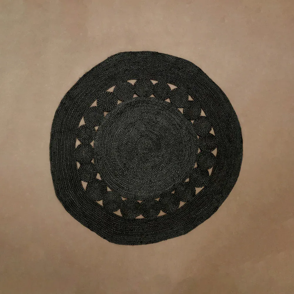 Bosie Demir Round Jute Rug - Black
