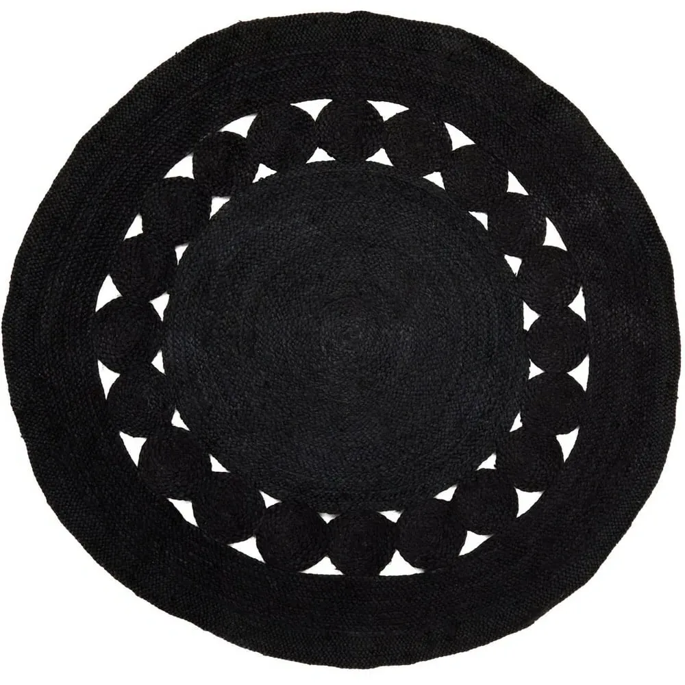 Bosie Demir Round Jute Rug - Black