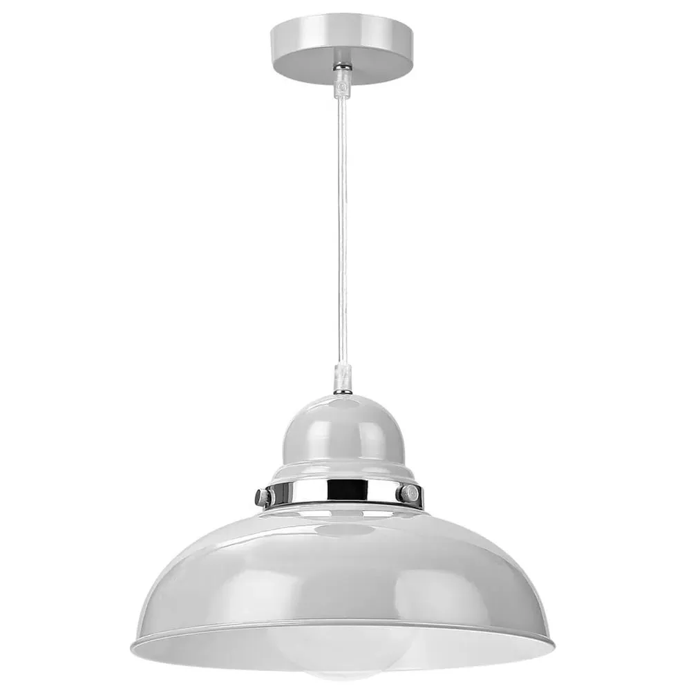 Bowl Shaped Pendant Light - Grey, Metal image