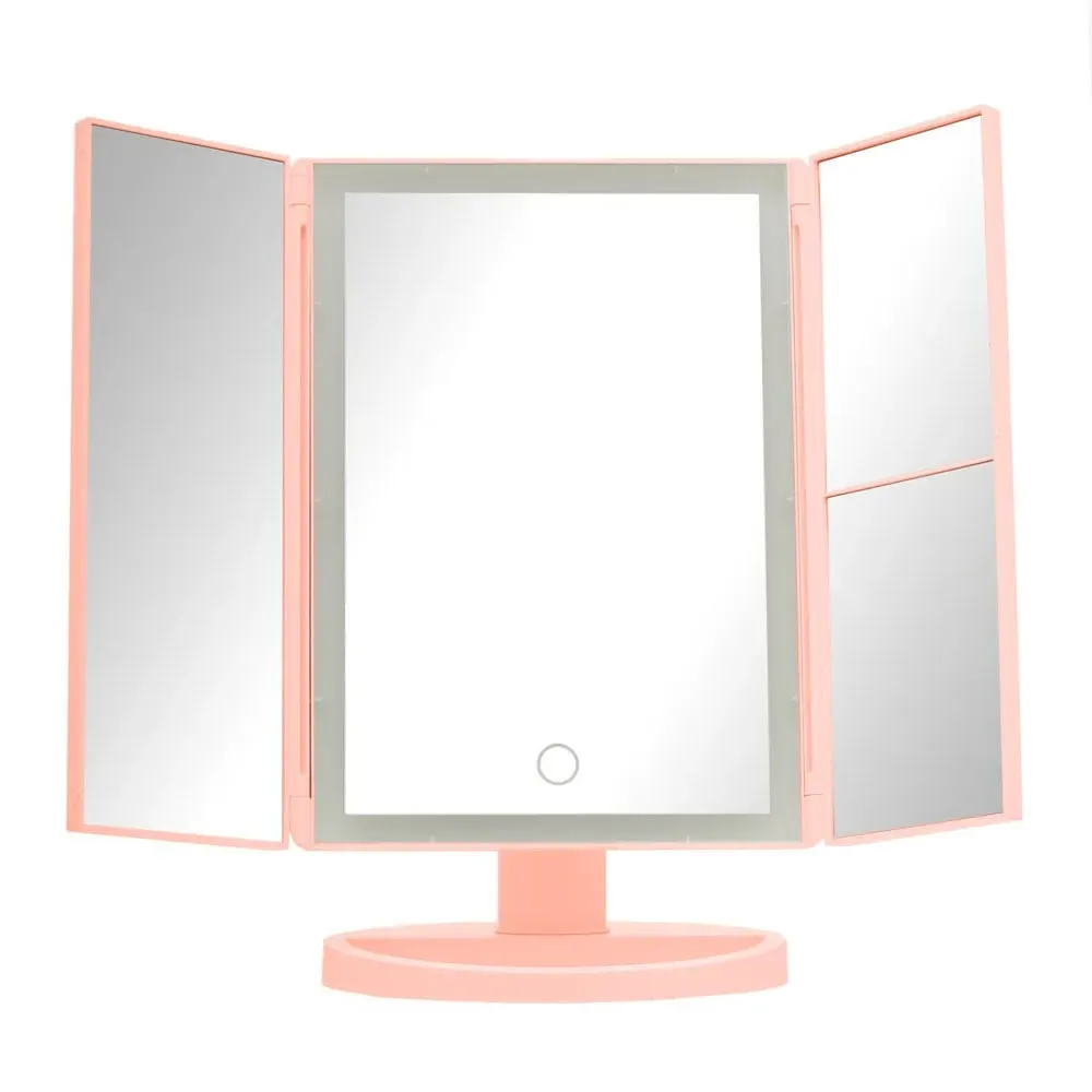 Cassini Tri-Fold LED Dressing Table Mirror - Pink