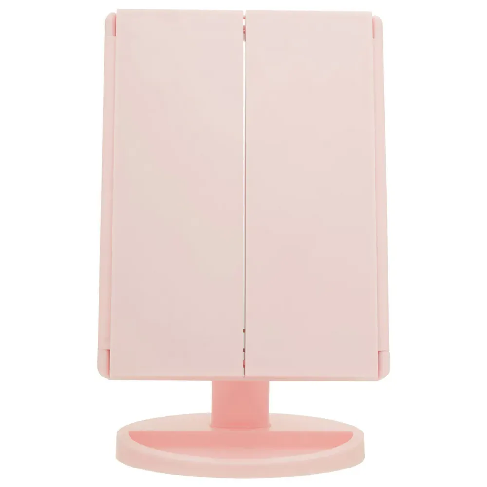Cassini Tri Fold LED Table Mirror - Pink