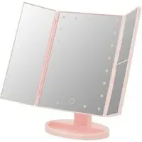 Cassini Tri Fold LED Table Mirror - Pink