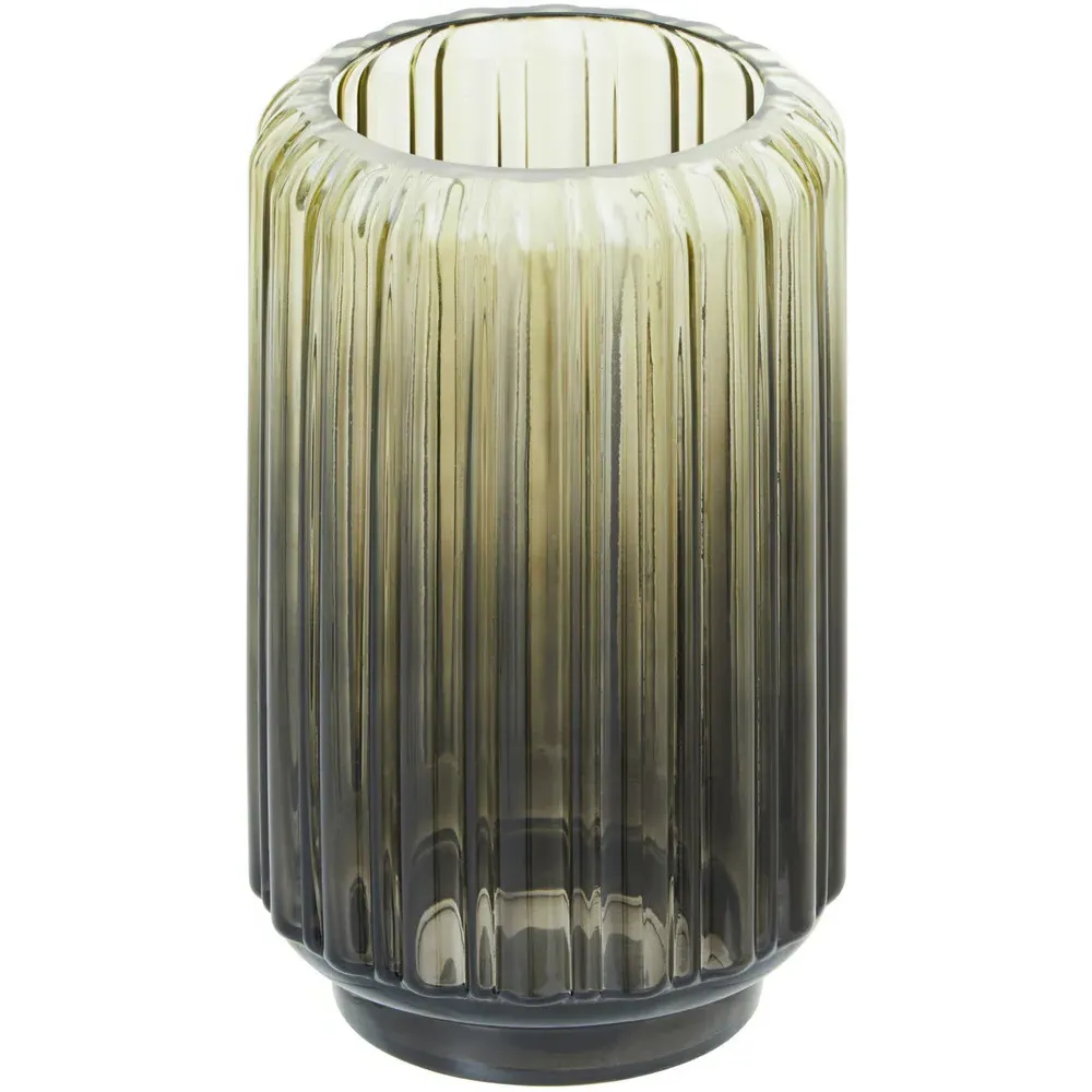 Chima Glass Vase with Ribbed Surface - Grey