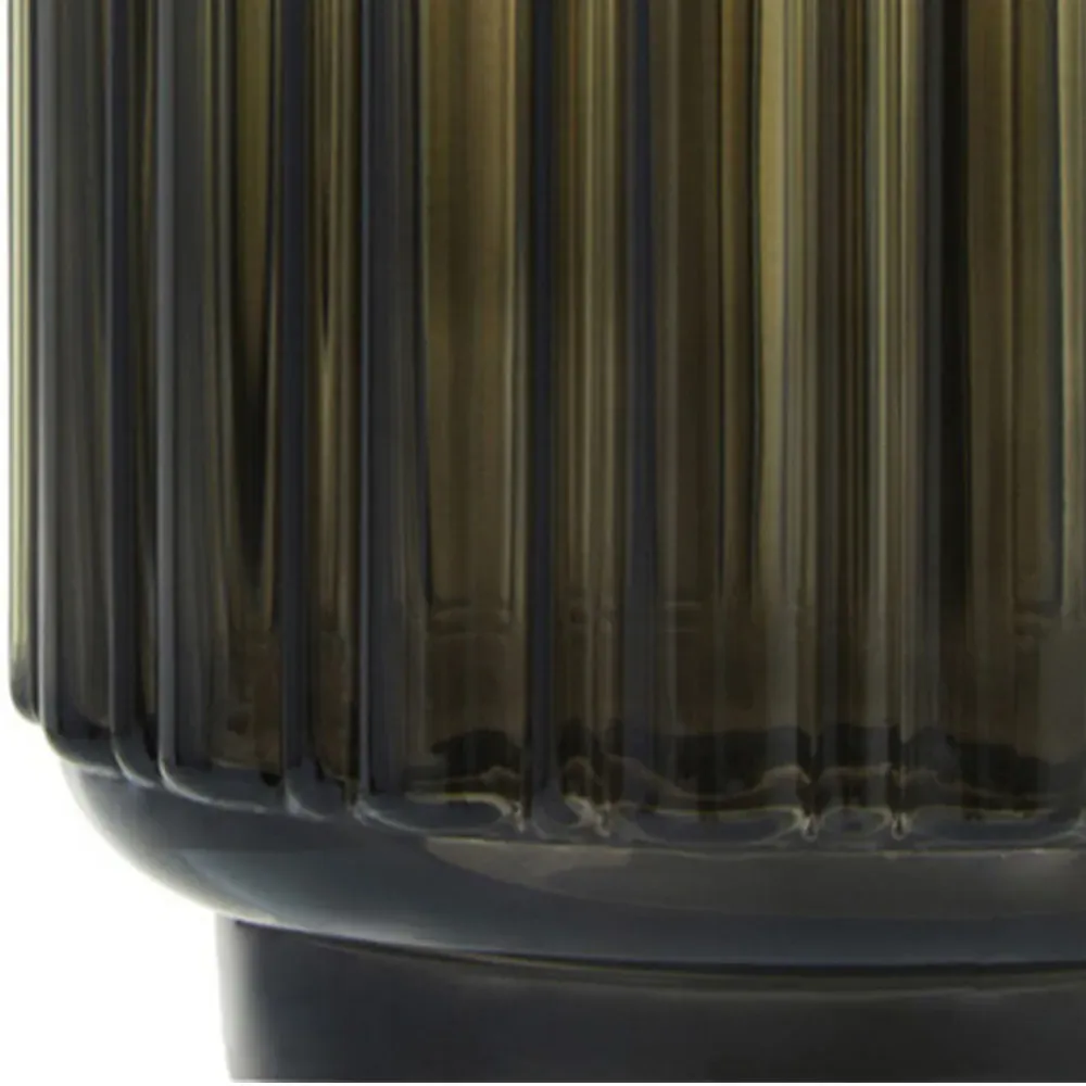 Chima Glass Vase with Ribbed Surface - Grey