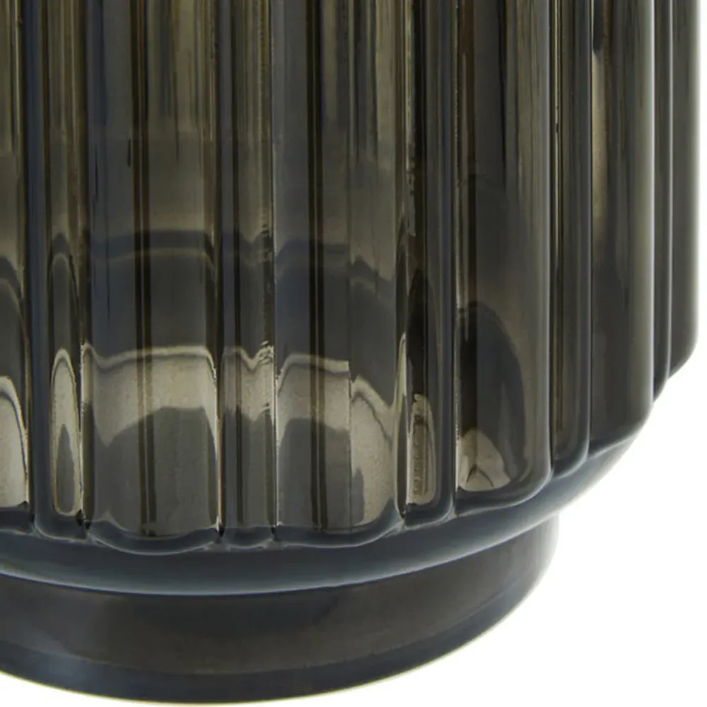 Chima Glass Vase with Ribbed Surface - Grey