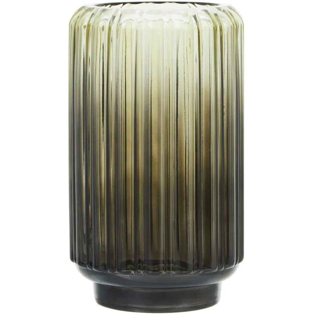 Chima Glass Vase with Ribbed Surface - Grey image