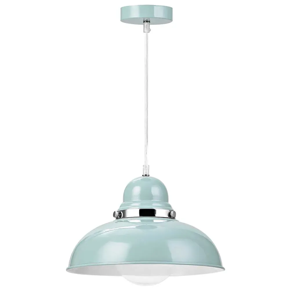 Chrome Finish Ceramic Base Table Lamp - Blue