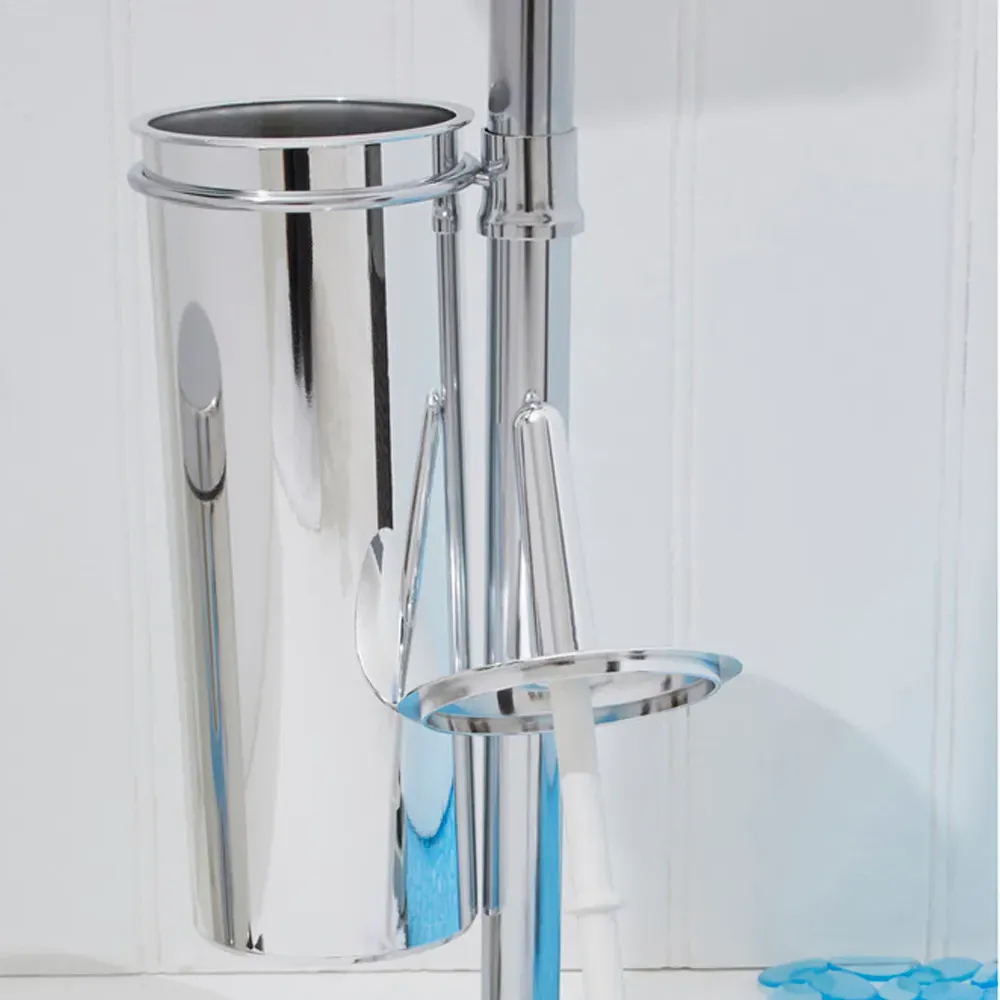 Chrome Toilet Brush and Roll Holder - Silver