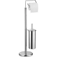 Chrome Toilet Brush and Roll Holder - Silver