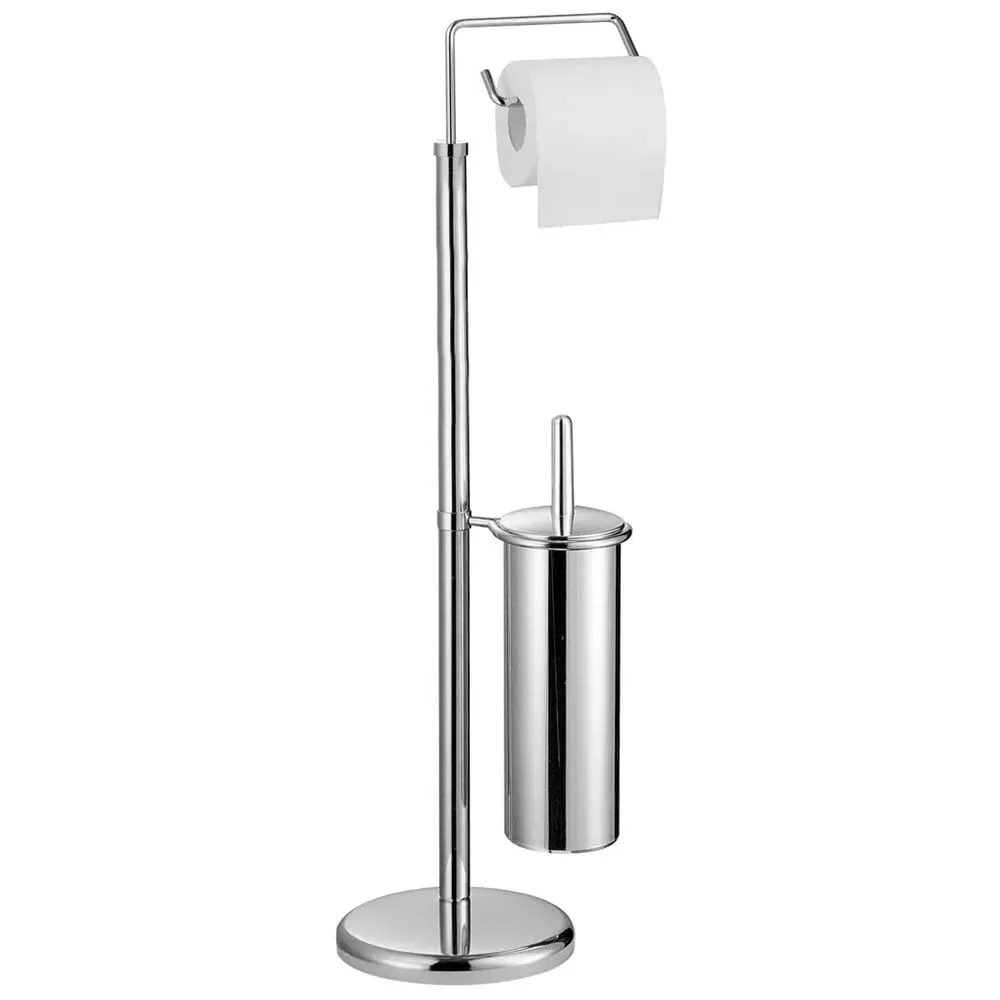 Chrome Toilet Brush and Roll Holder - Silver image