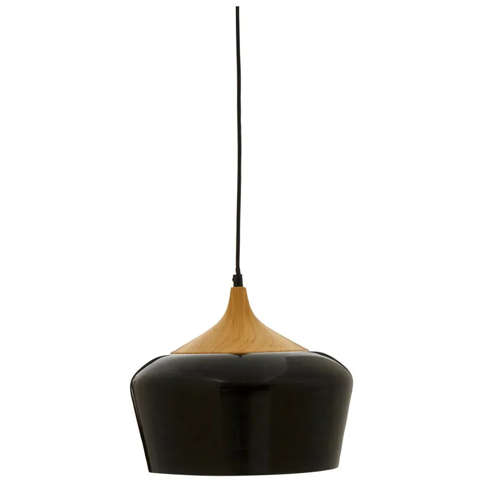 Conical Pendant Light - Black, Wood image