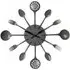 Cutlery Wall Clock - Grey, Metal