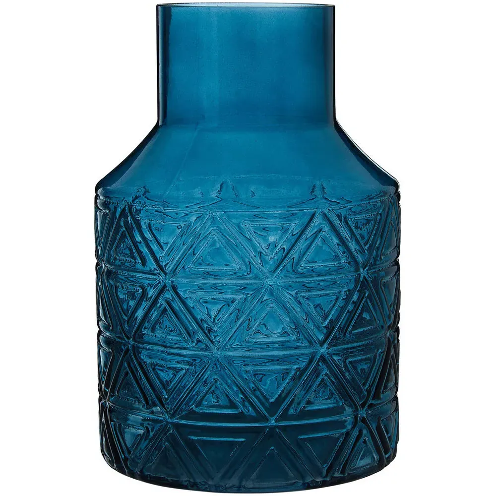 Dakota Barrel Glass Vase - Blue