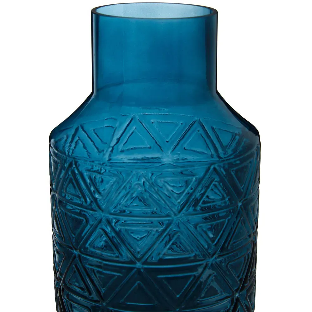 Dakota Barrel Glass Vase - Blue