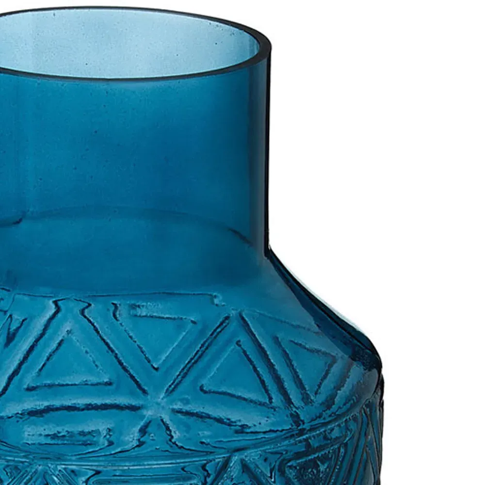 Dakota Barrel Glass Vase - Blue