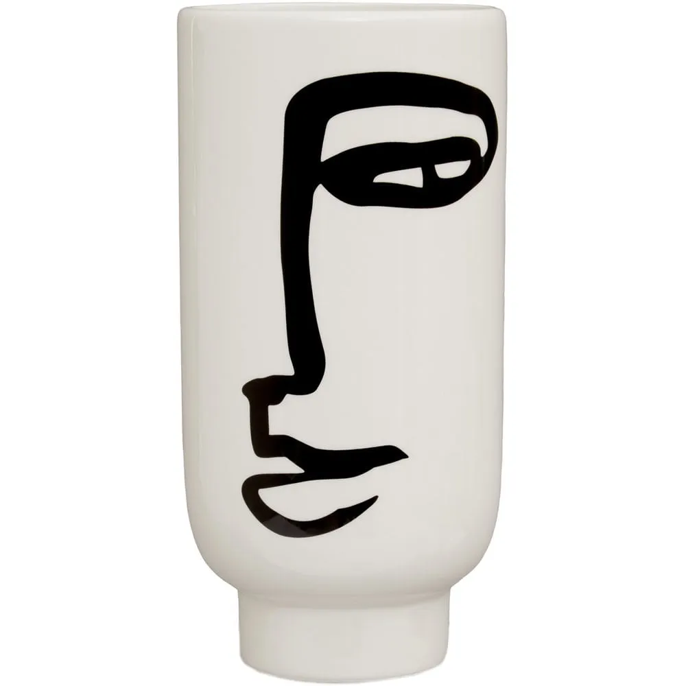 Fabia Face Large Ceramic Vase - White