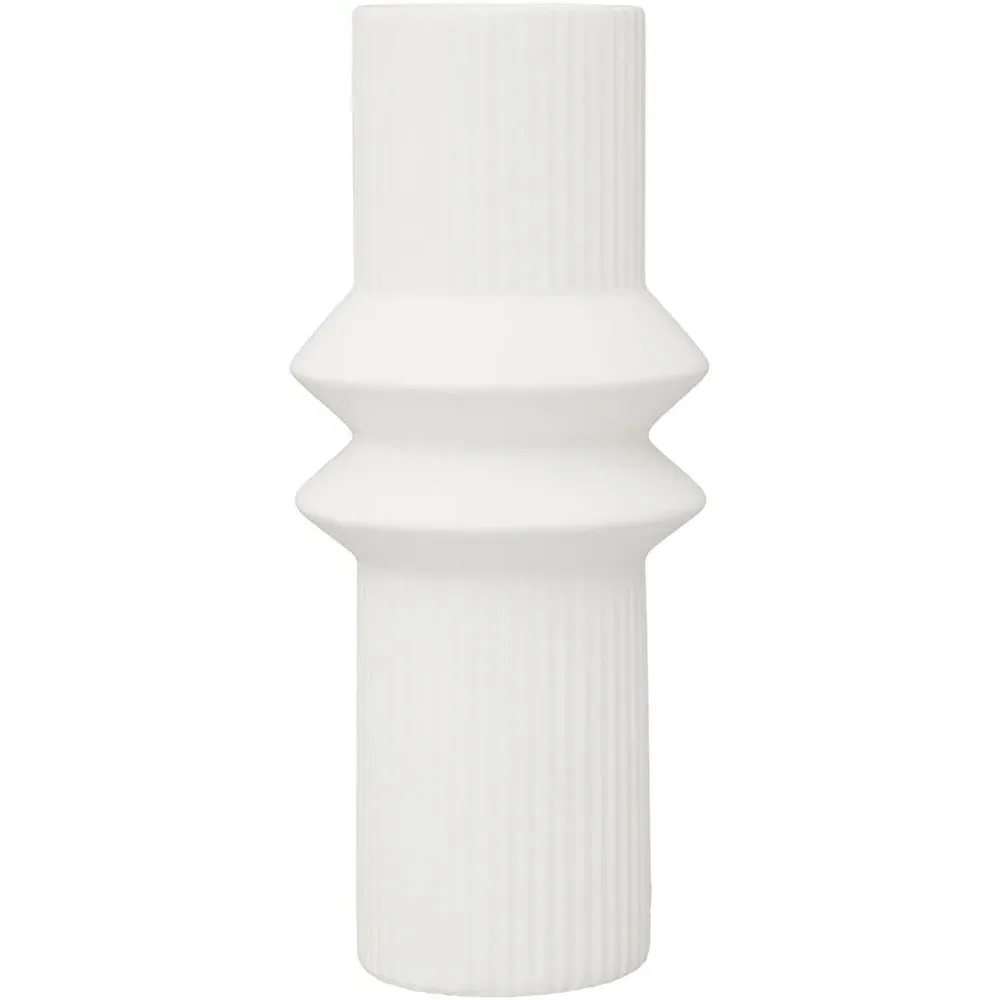 Fabia Large Geometric Ceramic Vase - White