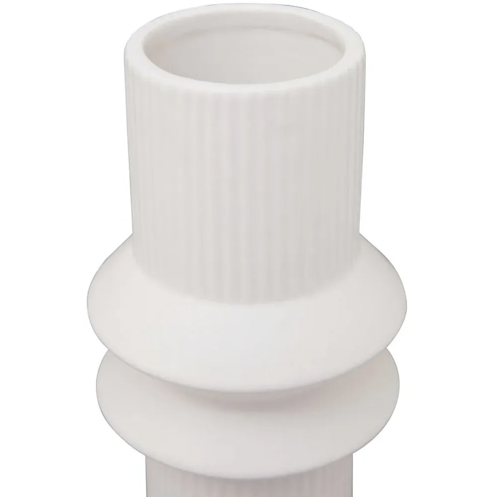 Fabia Large Geometric Ceramic Vase - White