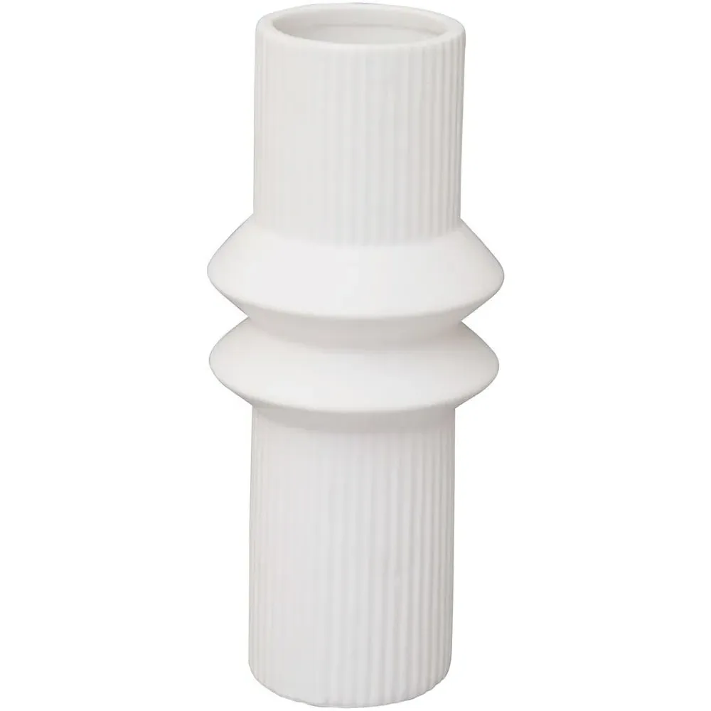 Fabia Large Geometric Ceramic Vase - White image