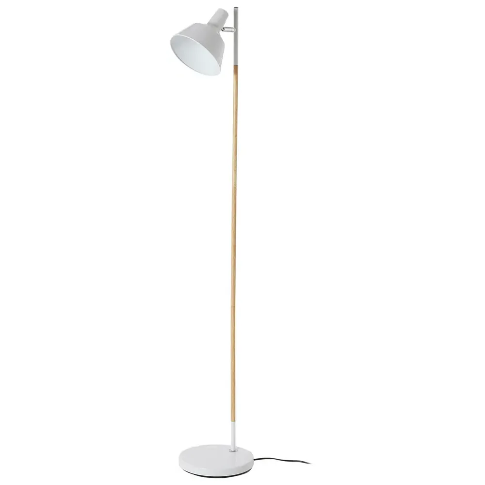 Floor Lamp with Adjustable Head - White, Wood