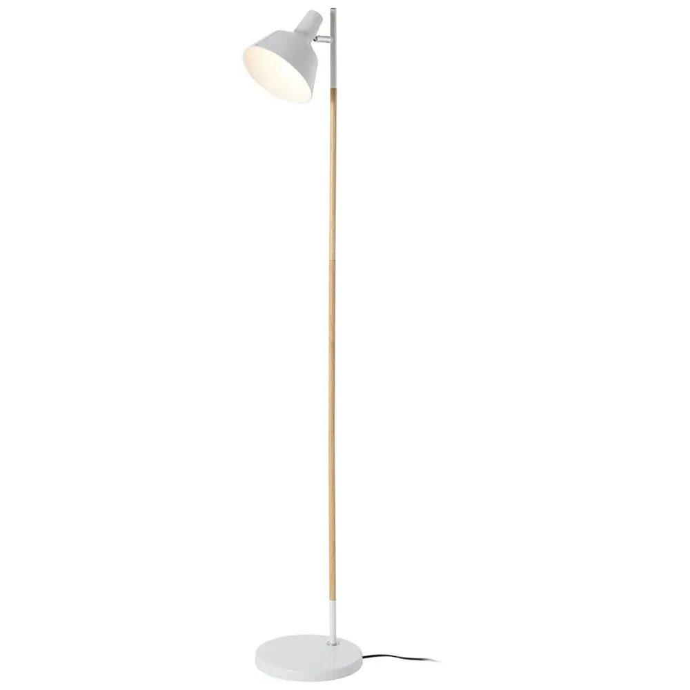 Floor Lamp with Adjustable Head - White, Wood